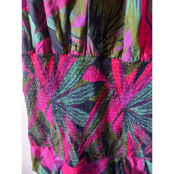 Farm Rio Anthropologie Puff Sleeve Midnight Leaves Mini Dress Size L - Picture 6 of 9